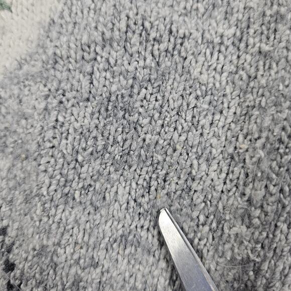 Vtg Private Party Angora Cardigan Womens M Argyle Floral Grey Granny Retro 90s - Picture 13 of 16